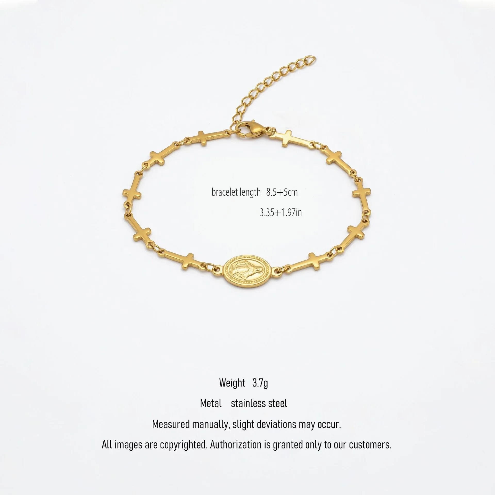 Women's stainless steel 18K gold bracelet that does not fade for a long time   fashionable heart shaped cross and starfish bracelet   luxury