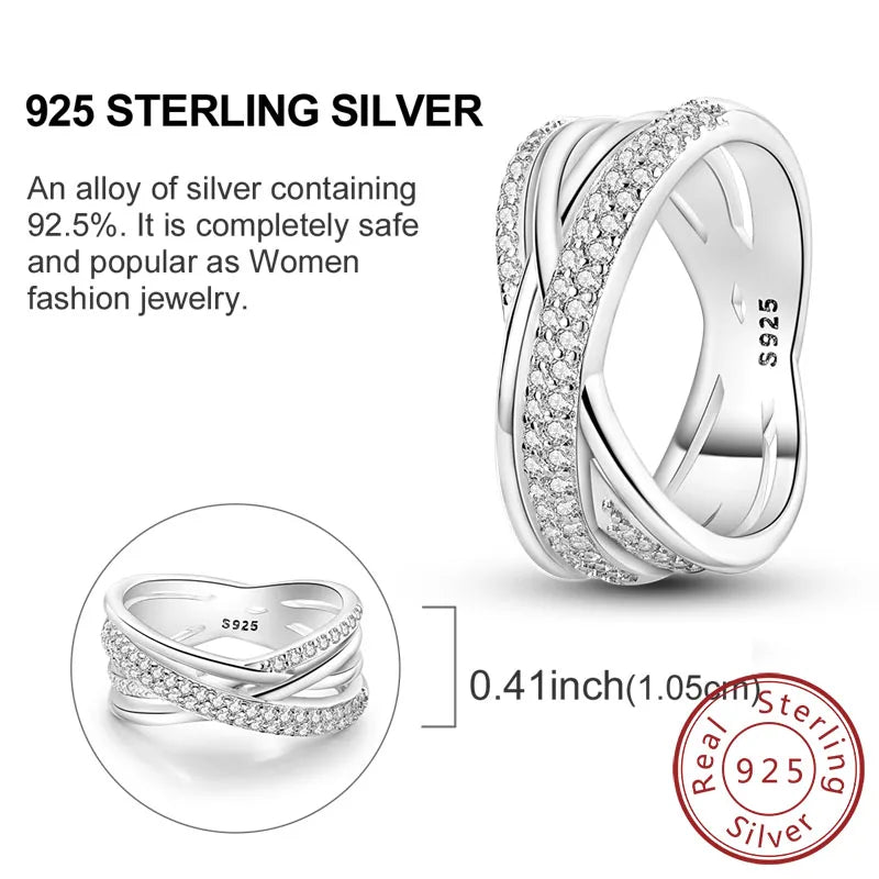 Anillos Apilables de Plata Esterlina 925 (Nuevos) – Lazo Rosa + Corazón (Tema Amor), Adecuados para Mujer y Chica mbzr
