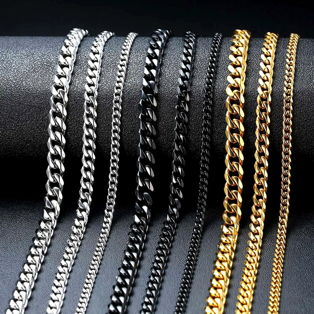 3/5/7mm Stainless Steel Cuban Link Chain Stainless Steel Necklace, Punk Hip-hop Choker for Men, Fashion Jewelry Accessories