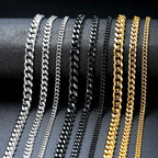 3/5/7mm Stainless Steel Cuban Link Chain Stainless Steel Necklace, Punk Hip-hop Choker for Men, Fashion Jewelry Accessories