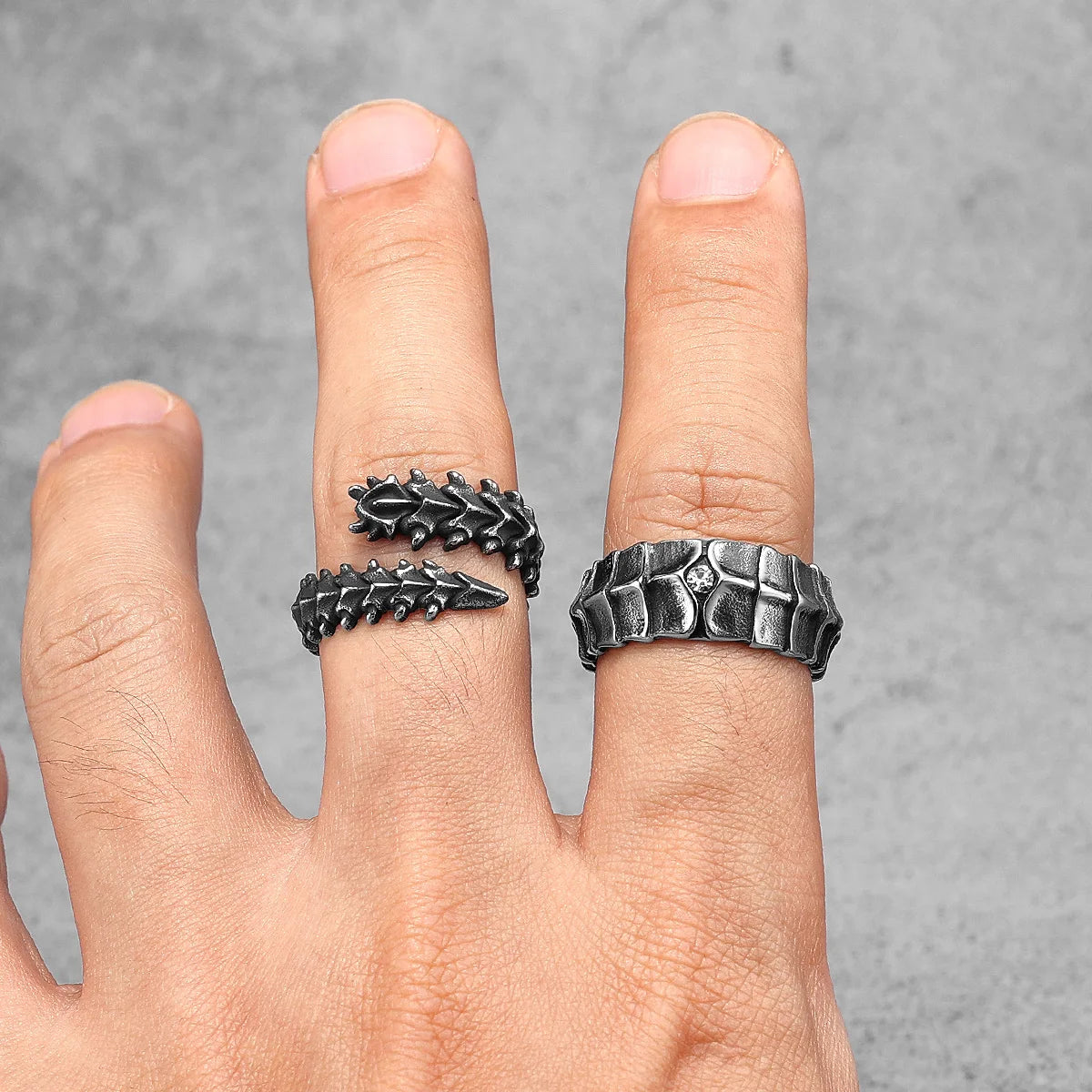 Stainless Steel Mens Rings Dragon Spine Scales Trendy Fashion