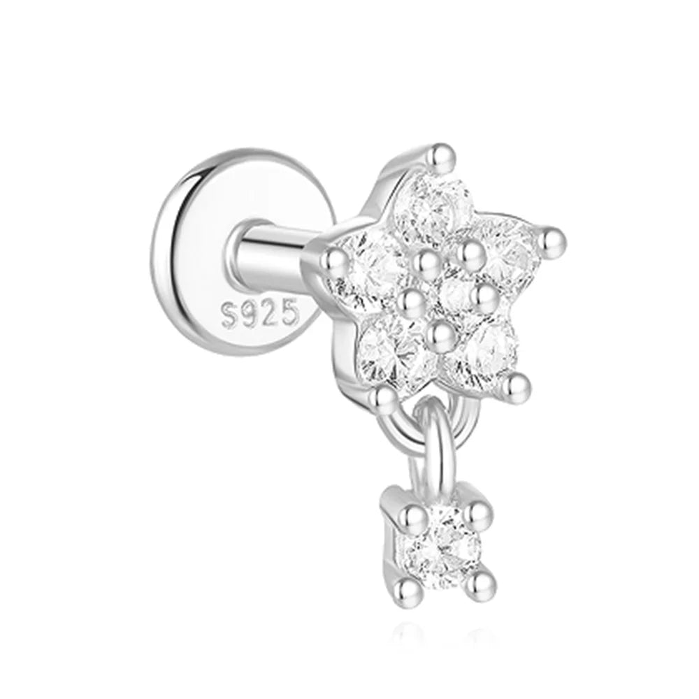 925 Sterling Silver Full Ear Dainty Piercing Ear Lobe Stud Earring for Women Helix Flat Earring Ear Bone Studs Fine Jewelry mbzr