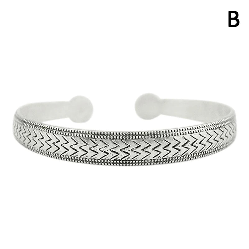 Retro Opening  Bracelet Jewelry Vintage Tibetan Silver Totem Carved Bangle Cuff