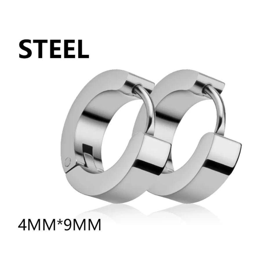 1/5 Pairs Men Women Punk Rock Stainless Steel Huggie Ear Circle Earring Piercing Push-Back Ear Buckle Gothic Fashion Jewelry
