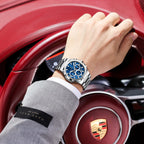 POEDAGAR Business Male Clock Date Chronograph Waterproof Luminous Luxury Men Watch Stainless Steel Quartz Fashion Men's Watches mbzr