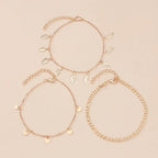 accessories summer simple personality multi-layer anklet European and American popular leaf peach sequined pendant chain female mbzr