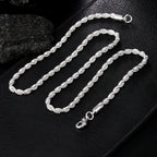 Hot Charms Fine 4MM Rope Chain 925 Sterling Silver Necklaces for Woman Men Classic Fashion Jewelry Wedding Party Holiday Gifts mbzr