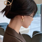 Gold Teardrop Huggie Hoop Earrings, Thick Oval Click Hoop Earrings, Polished Chunky U Shape Hoop Earrings for Women