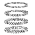 Vnox 6/8/10/12mm Cuban Chain Bracelets for Men Women, Solid Stainless Steel Curb Link Chain Wristband Jewelry