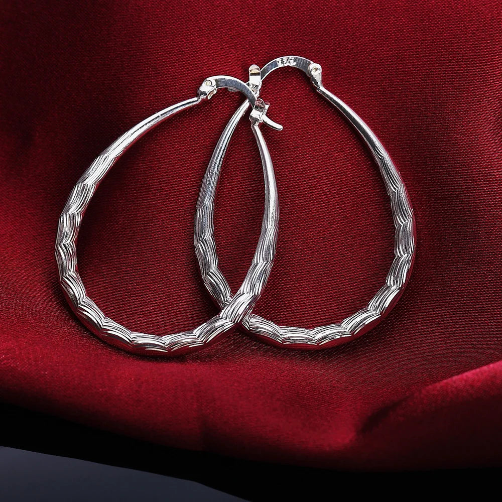 Top Quality 925 Sterling Silver Earrings Simple Round Circle Hoop Earrings For Woman Fashion Wedding Engagement Charm Jewelry mbzr