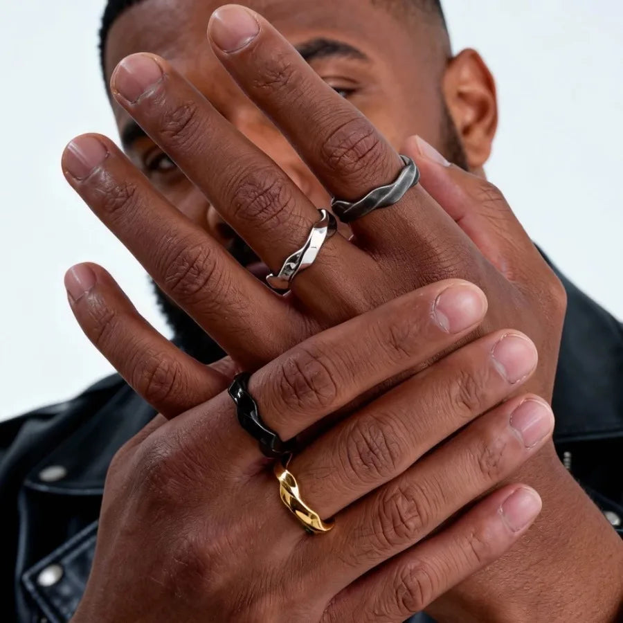 Classic Mobius Rings for Men Boys, Waterproof Stainless Steel Twist Finger Band, Vintage Love Eternity Jewelry Gift for Him Boy