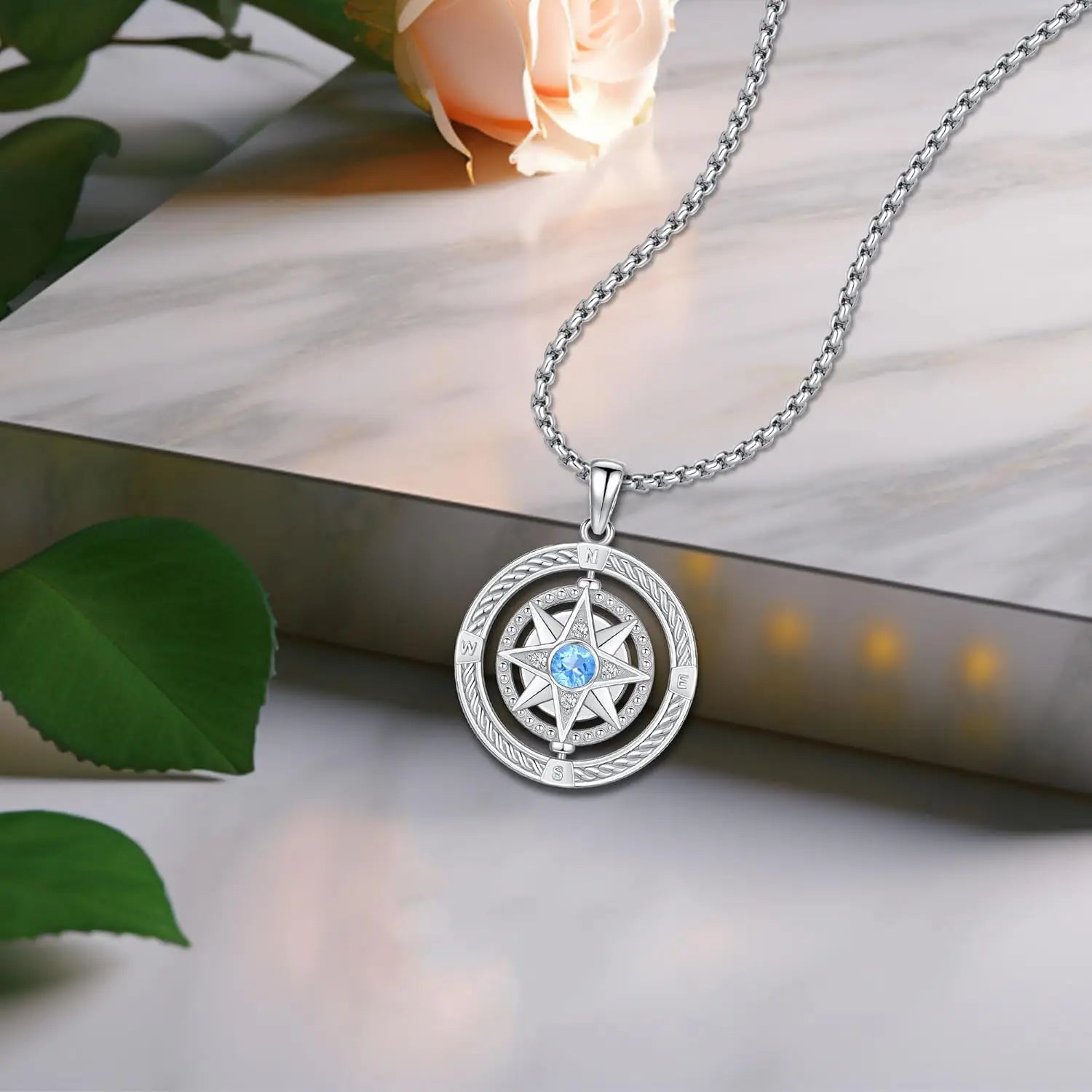 Compass Necklace 925 Sterling Silver Compass Celtic knot Pendant Talisman Jewelry Gifts  for Women Men Graduation Birthday mbzr
