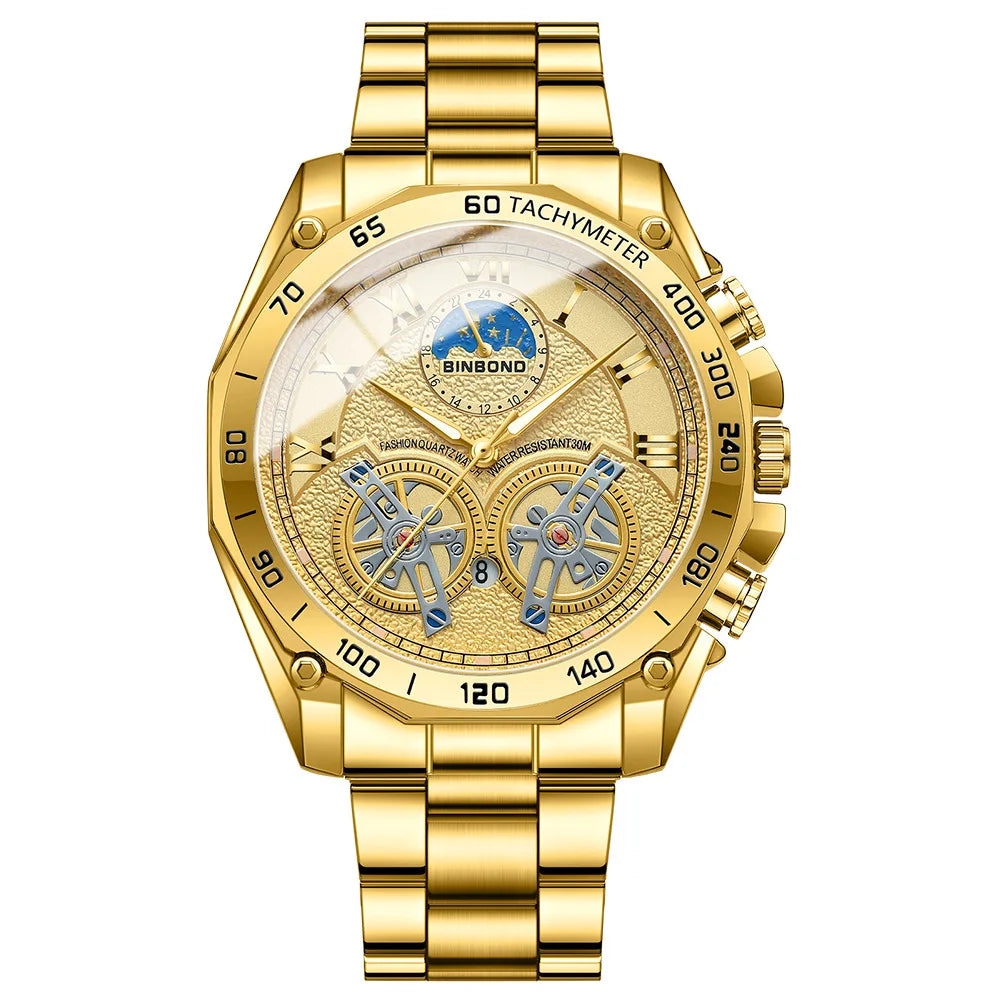 BINBOND Luxury Men Quartz Watches Fashion Concept Decorative Dial Casual Military Sports Wristwatch Waterproof Men's Clock mbzr