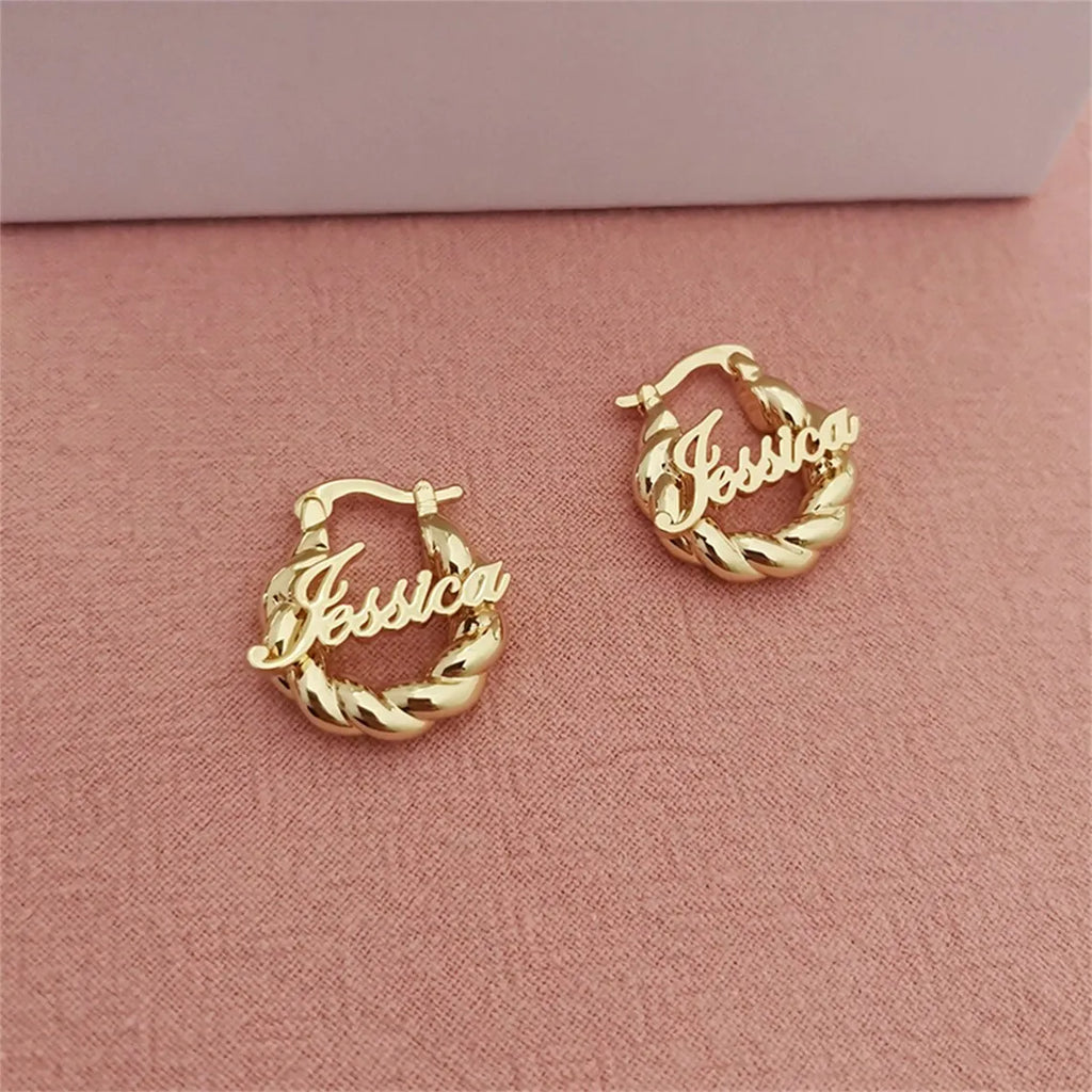 Personalized Mini Name Earring Custom Leter Hoop Earring 25mm Gold Stainless Steel Child Jewelry For Kids Women Birthday Girls
