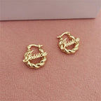Personalized Mini Name Earring Custom Leter Hoop Earring 25mm Gold Stainless Steel Child Jewelry For Kids Women Birthday Girls