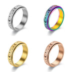Anti Stress Stainless Steel Spinning Rotating Finger Rings For Women Men Rotatable Design Moon-Star Frosted Ring Fashion Jewelry