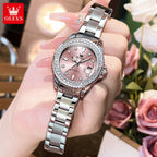 OLEVS 9945 Luxury Women Original Quartz Movement Watch Diamond Scale Stainless Steel Bracelet Luminous Function 30M Waterproof Watch mbzr