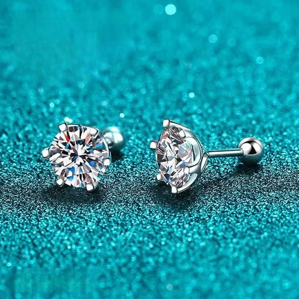0.3-2CT Moissanite Earrings 925 Sterling Silver Round Cut Stud Earrings Piercing Earrings for Men and Women Fine Jewelry mbzr