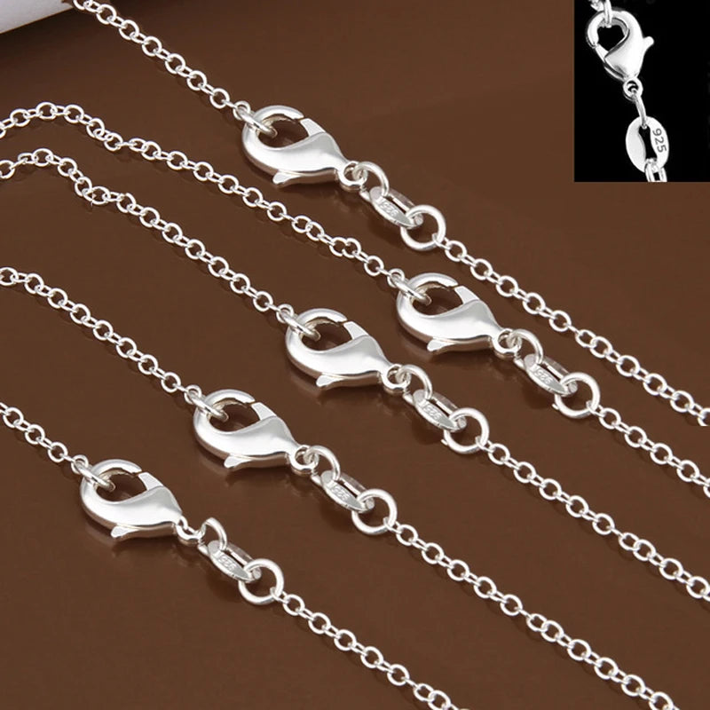 wholesale 5pcs/lot 925 Sterling Silver Chain necklace,Fashion Men/Women DIY Jewelry Rolo Chain 1mm Necklace 16 18 20 22 24" mbzr