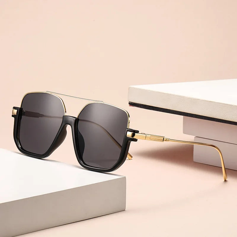 2026 New Man Woman Sun Glasses High Quality UV400 Sunglasses Unisex Double Beam Design Half-Frame Sunnies Fashion Versatile Shade Square large Frame Sunglasses