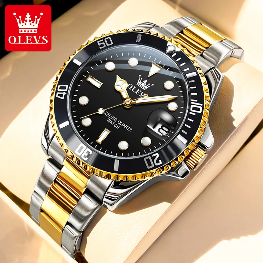 OLEVS 5885 Brand original authentic watches for man luxury Gift Box Steel band calendar quartz men's watch mbzr