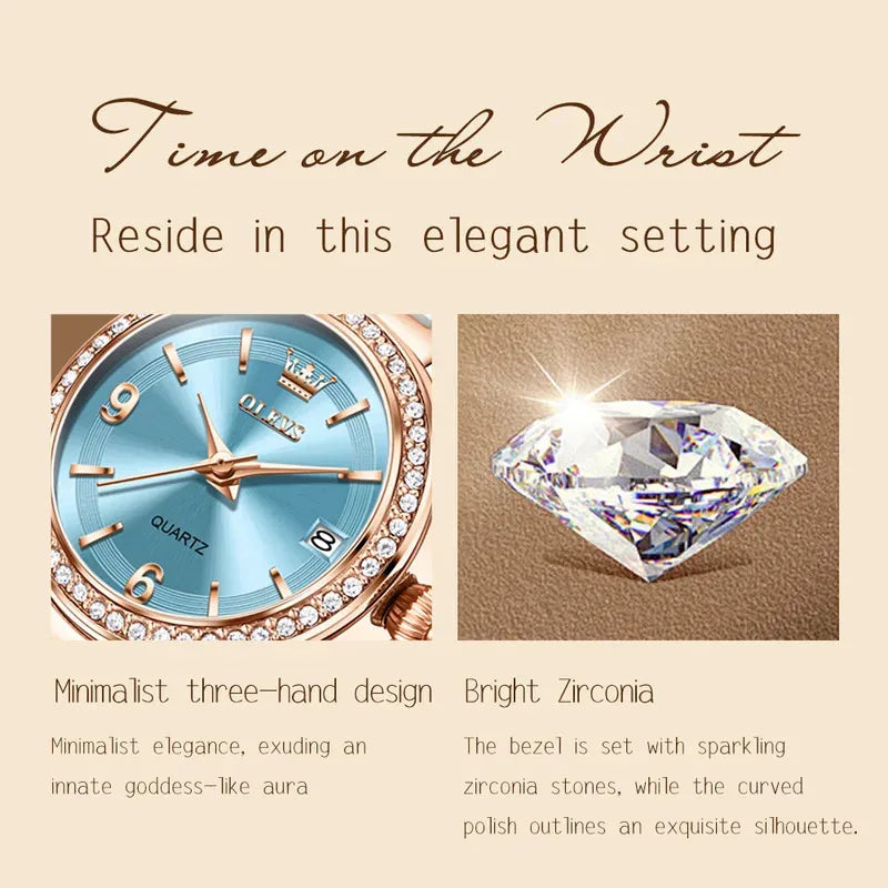 OLEVS Luxury Quartz Watch Women Elegant Ceramics Strap Waterproof Auto Date Luxury Lap Ladies Watches 7093 mbzr
