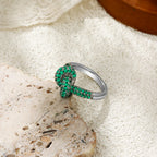 Colored Zircon  Intersection Ring Classic  Design Style Stainless Steel Waterproof Anti Fading Geometry Lady Unique Jewelry Gift