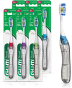 Folding travel toothbrush for adults with soft bristles and built-in tongue scraper set of two mbzr