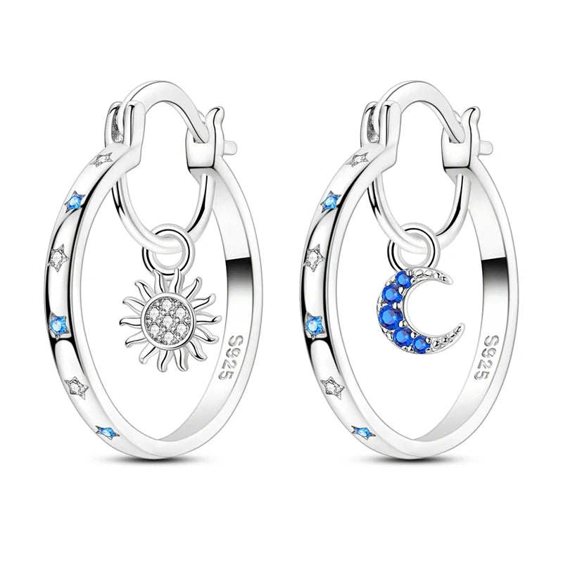 Sterling Silver Hoop Earrings Hypoallergenic Zirconia Women mbzr