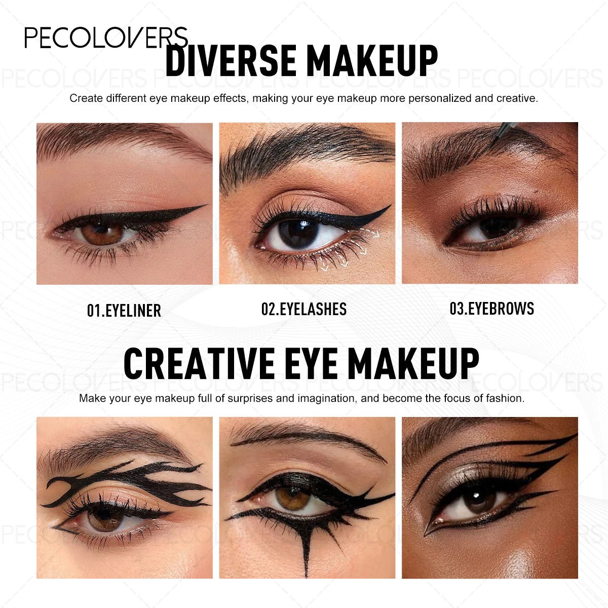 3pcs/Set Glitter Eye Shadow+Mascara +Eyeliner Sharp Headed Shimmer Eyeshadow WaterproofEyelashes Black Liquid Eyeliner mbzr