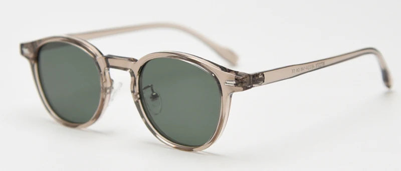 Peekaboo Unisex Polarized Sunglasses Retro Women Korean Style Ultralight Round Sun Glasses for Men TR90 Green Brown 2024 Gift
