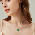 Elegant Artificial Emerald Pendant Necklace Round Oval Cut Women 925 Sterling Silver Chain GreenColor Waterdrop Necklace Jewelry mbzr