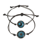 Adjustable Handmade Braided Rope Couple Bracelets Glow In The Dark Sun Moon Glass Bead Wrist Jewelry Casual Fashion Matching Accessories