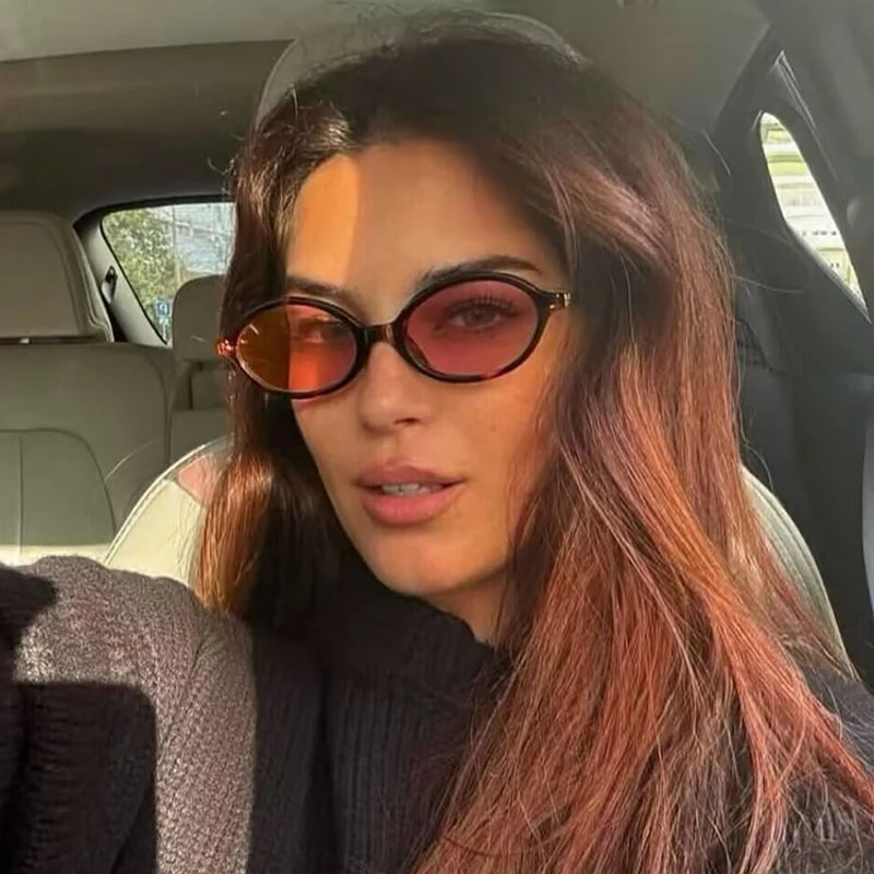 Fashion Oval Simple Literary Sunglasses Women Retro Small Frame Commuting Sunglasses Luxury Brand Design Travel Sunglasses UV400 mbzr