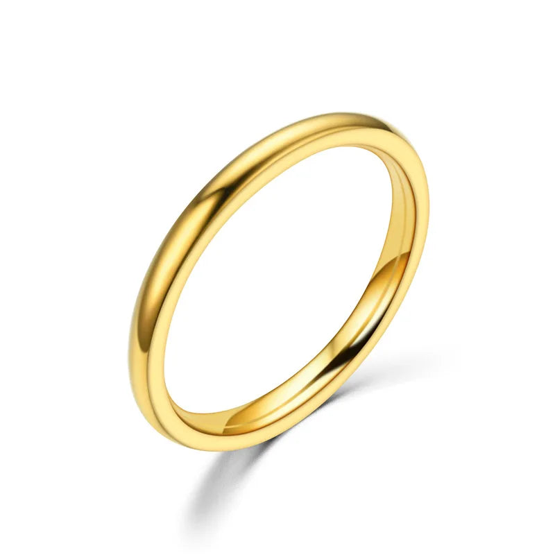 1PC 2mm Thin Stainless Steel Rings Rose Gold Fashion Simple Titanium Steel Rings for Women Girl Gifts