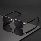 Rimless Rectangle Sunglasses for Women and Men – Fashion Small Square Frameless Shades, Summer Travel UV400 Protection Eyewear, Classic Unisex Oculos mbzr