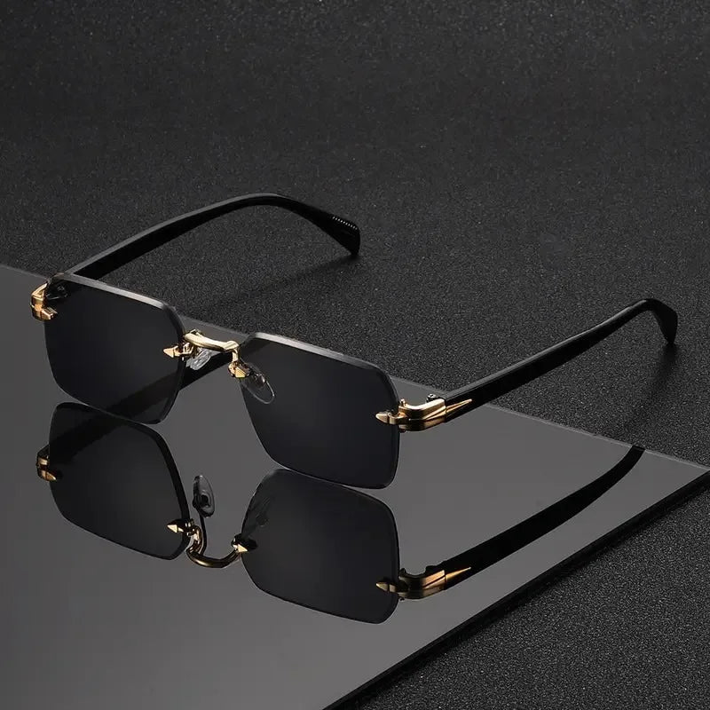 Rimless Rectangle Sunglasses for Women and Men – Fashion Small Square Frameless Shades, Summer Travel UV400 Protection Eyewear, Classic Unisex Oculos mbzr