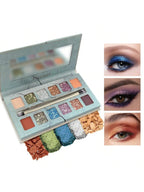 12-color eyeshadow palette, mirror packaging, pearlescent shimmer, stage makeup effect, long-lasting, easy to apply, waterproof mbzr