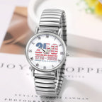 Women's Bohemian Analog Quartz Watch, 250th Anniversary Dial Design, Roman Numeral Markers, Stainless Steel Elastic Expandable Band, Easy Slip-On All-Season Casual Wristwatch mbzr