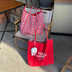 Reversible Wave Pattern Canvas Tote Bag, Large Capacity Shoulder Purse for Women, Casual Lazy Style Handbag for Work Commute mbzr