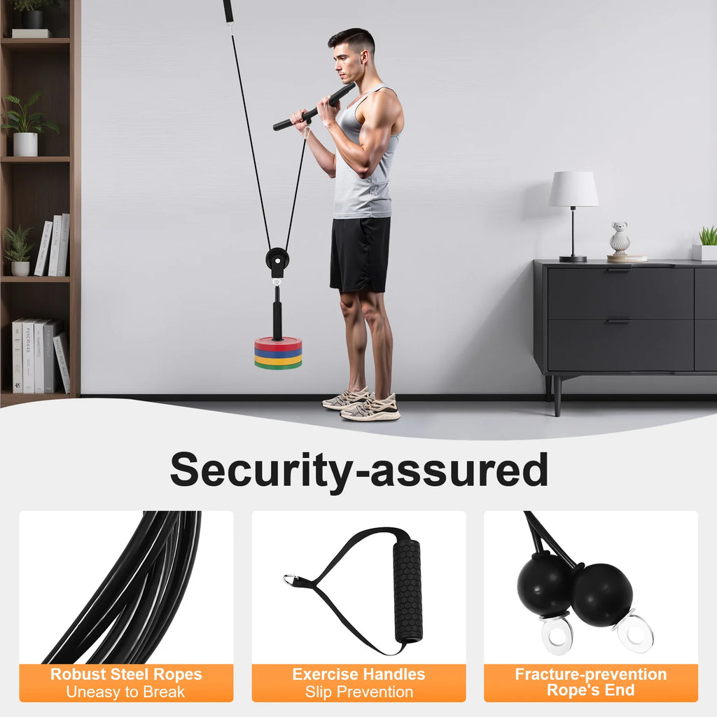 120kg Cable Pull Fitness System, Gym Muscle Training Cable, Weight Pulley System for Unisex Adults Pull Downs mbzr