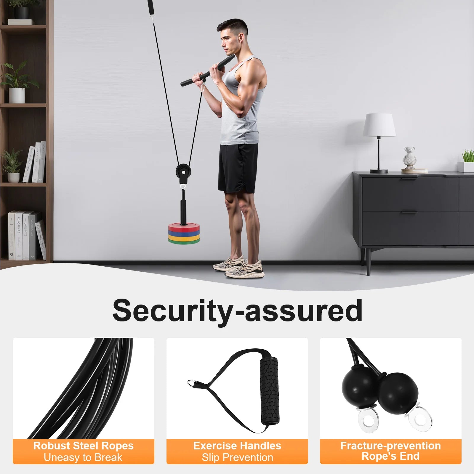 120kg Cable Pull Fitness System, Gym Muscle Training Cable, Weight Pulley System for Unisex Adults Pull Downs mbzr