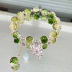 Clear Acrylic Charm Bracelet With Black Beads And Floral Pendant For Women Men mbzr