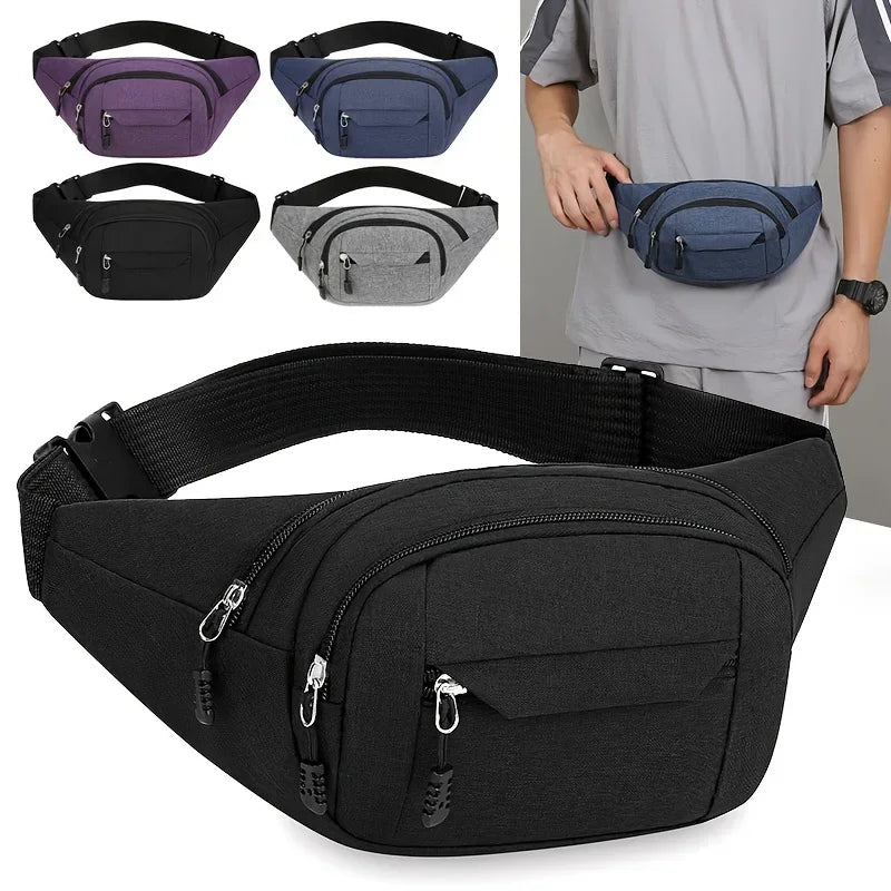 Multi-Pocket Fanny Pack for Men Women, Oxford Fabric Waist Bag, Outdoor Sports Crossbody Chest Bag, Running Cycling Phone Pouch