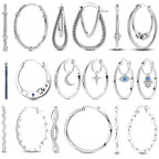 Sterling Silver Star Moon Zircon Hoop Stud Earrings Women Gift