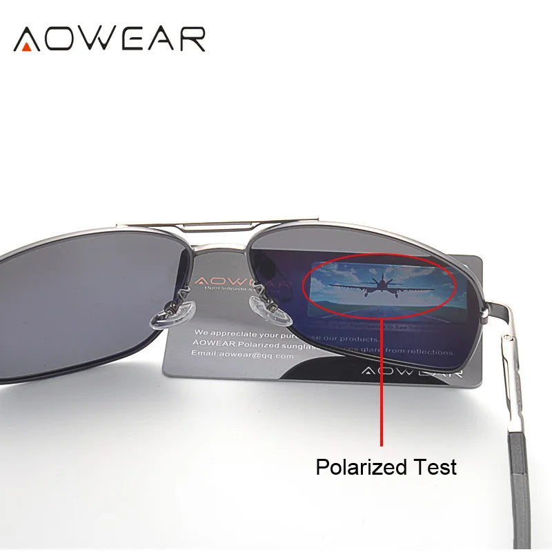 AOWEAR Aviation Mirror Polarized Sunglasses Brand Designer Retro Eyewear