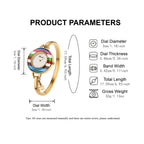 BINDA Elegant Quartz Watch Rainbow Gold Stainless Steel Bracelet Round Delicate Dial mbzr