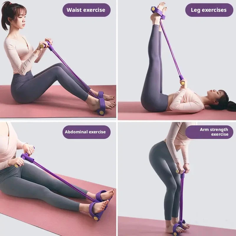 1PC Home Fitness Resistance Bands Set - 4 Elastic Pull Ropes for Full Body Workout Abdominal Exercise Rowing & Other Fitness Activities Strength And Flexibility Enhancer mbzr