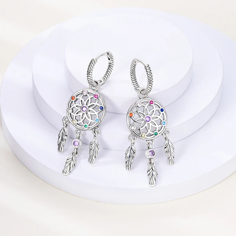 MULA 925 Sterling Silver Earrings for Women's Wedding Birthday Party Fashion Jewelry Gifts Zircon Starry Crystal Hoop Earrings