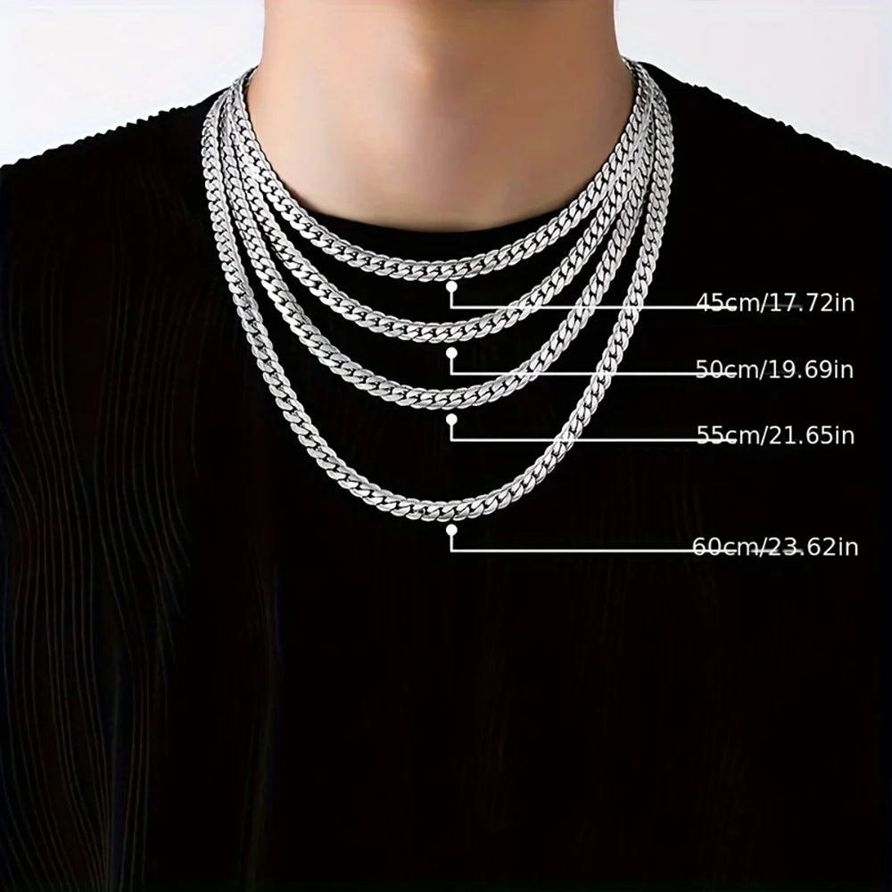 Men Women 6mm Side Link Chain Necklace S925 Sterling Silver Hypoallergenic Never Fade Multi Sizes 16 18 20 22 24 Inch Minimalist Luxury Fine Jewelry Gift For Wedding Engagement Anniversary Birthday Wholesale
